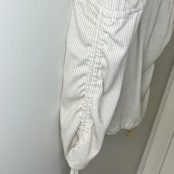 Luli Fama Shimmery Beige V-Neck Drawstring Swim Coverup - Picture 8 of 9